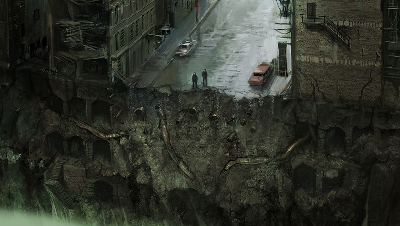 Разрушенный безумием. Сайлент Хилл город. Silent Hill арт город. Заброшенный город сайлент Хилл.